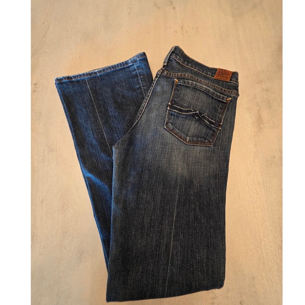 Lucky Brand Women's Denim Flared Low Rise Zoe Jean SZ 6/28 Dark Wash Y2K